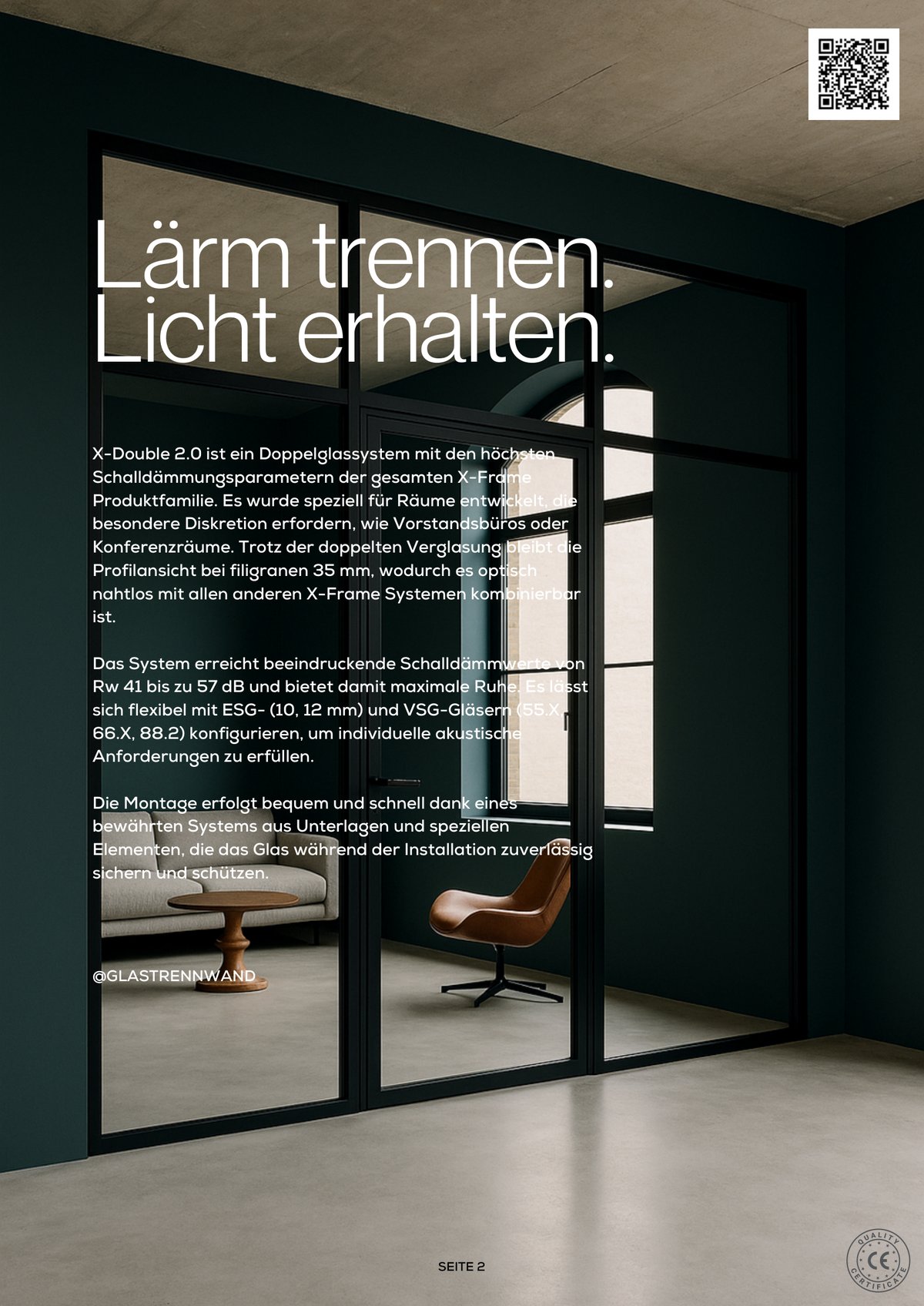 XFRAME Katalog X-Double 2.0 — Innenseite Lärm trennen, Licht erhalten